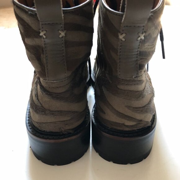 Rag & Bone Cannon Zip-Up Zebra-Stripe Calf Hair Combat Boots size 8 (38) - Picture 9 of 12